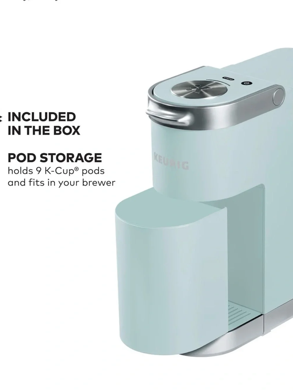 Keurig K-Mini Plus Misty Green 6-12oz Pod Storage & Travel Cup Compatible